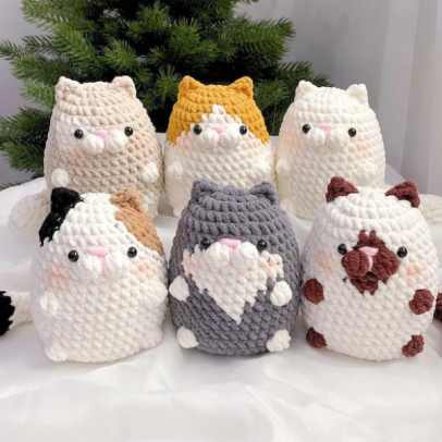 6 in 1 Chubby Cat Crochet Pattern Bundle